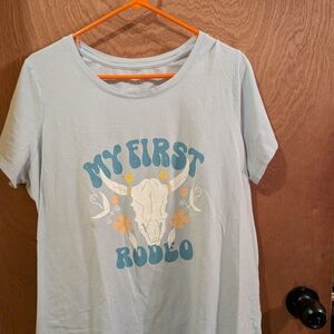 Maternity Sky Blue Rodeo Graphic Tee